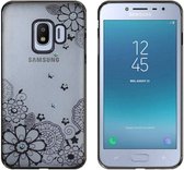 Backcover Clear Bumperlook voor Samsung J2 Pro 2018 Flower Zwart