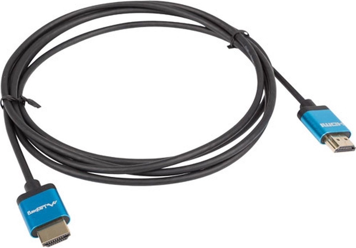 Lanberg Hdmi-Kabel M/M 0,5M V2.0 4K Slim Voor Tv En Computer Zwart-Blauw