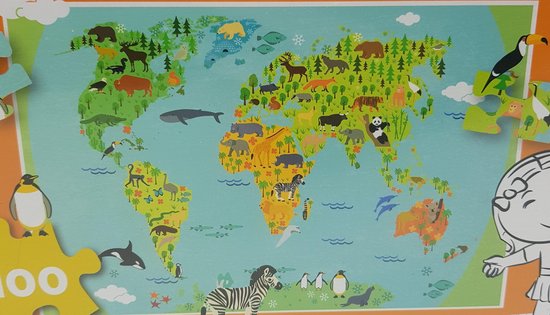 Kinder puzzel - Wereld puzzel - Leerzaam - Educatief - dieren - 100 stukjes  | bol.com