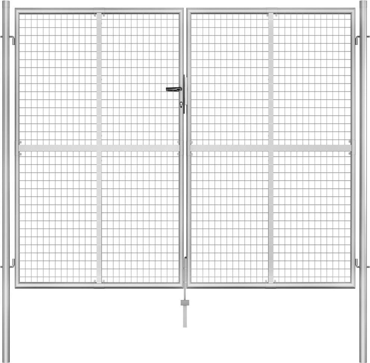 vidaXL - Tuinpoort - gegalvaniseerd - staal - 300x200 - cm - zilver
