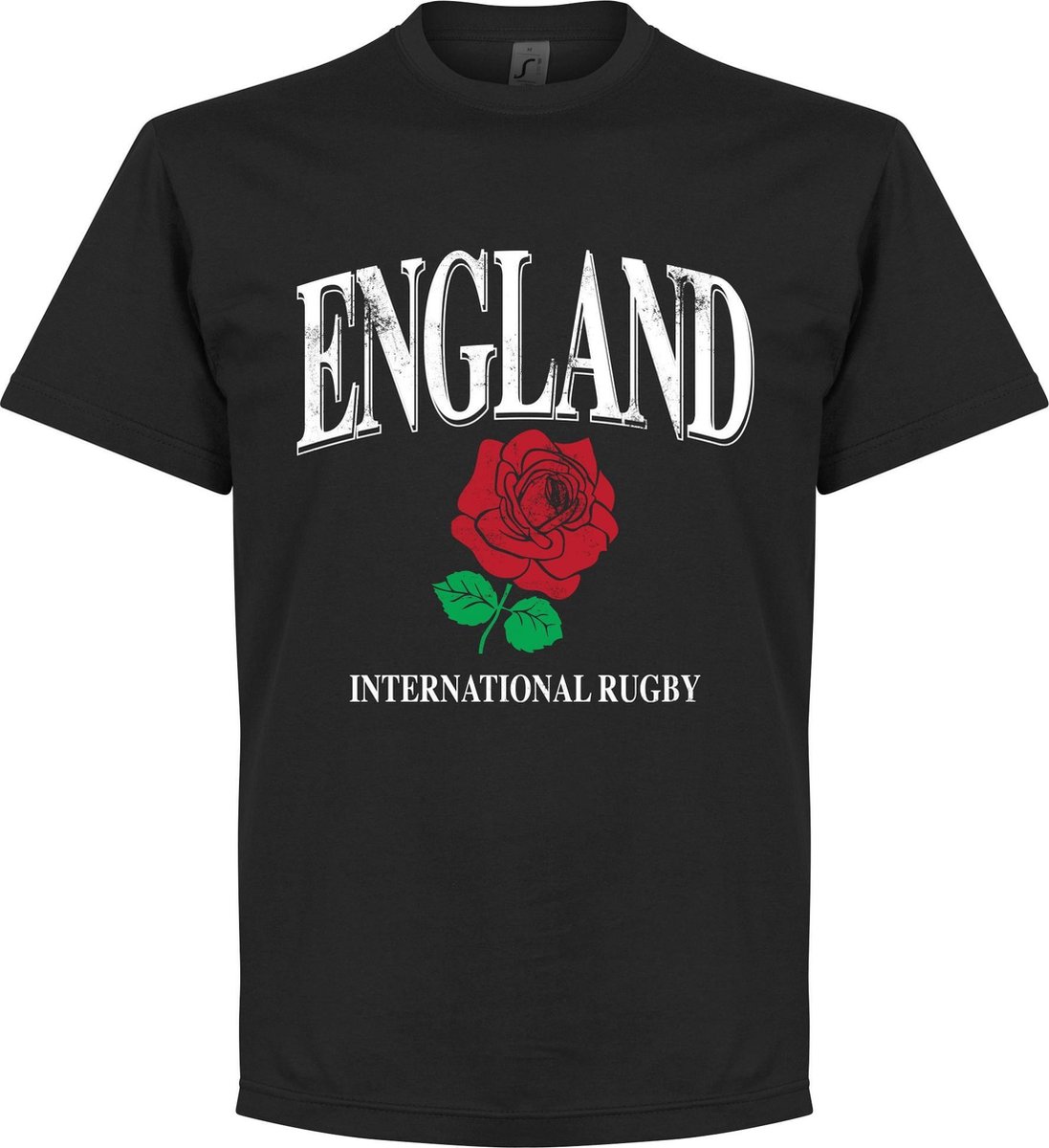 England Rose International Rugby T-Shirt - Zwart  - XXL