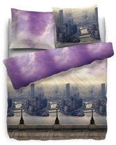 HnL Pure Cotton Purple Rain Dekbedovertrek - Eenpersoons - 140x200/220 cm - Paars