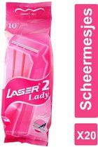 Laser Lady Twin Blades Razors scheermesjes - 200 (20 x 10) stuks - Voordeelverpakking - Wegwerp