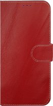 ★★★Made-NL★★★ Handmade Echt Leer Book Case Voor Samsung Galaxy A8+ (2018) Brandweer rood leder.