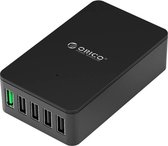 Orico - Bureaulader met Quick Charge 2.0 met vijf USB-laadpoorten – 2.4A per poort – tot 40W - Zwart