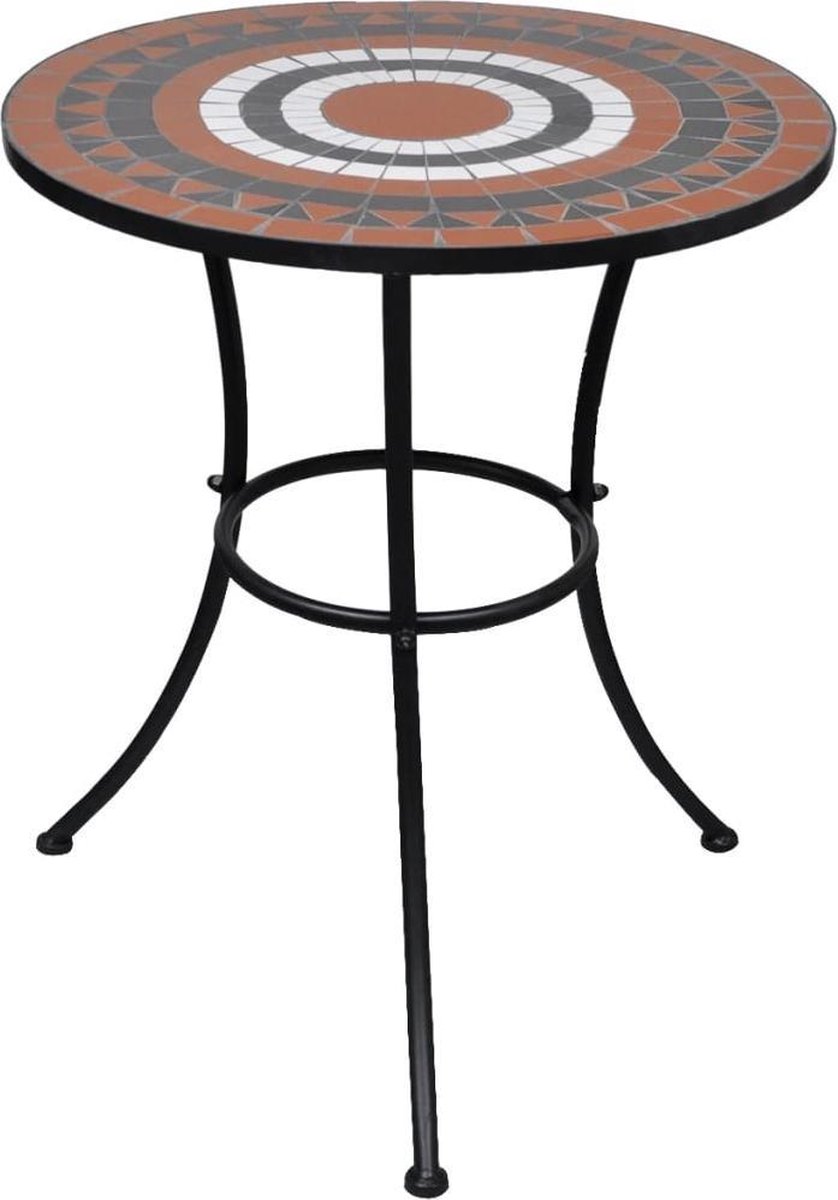 Bol.com vidaXL - Bistrotafel - 60 - cm - mozaïek - terracottakleurig - en - wit aanbieding