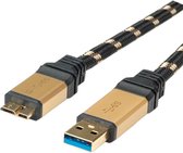 ROLINE 11.88.8878 USB-kabel 0,8 m USB 3.2 Gen 1 (3.1 Gen 1) USB A Micro-USB B Zwart, Goud