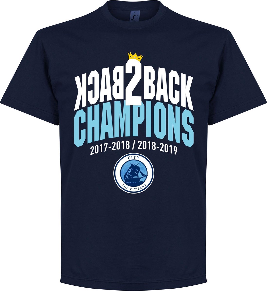 City Back to Back Champions T-Shirt - Navy - XL