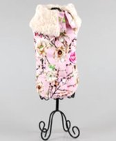 bodywarmer met bloemen in de kleur roze