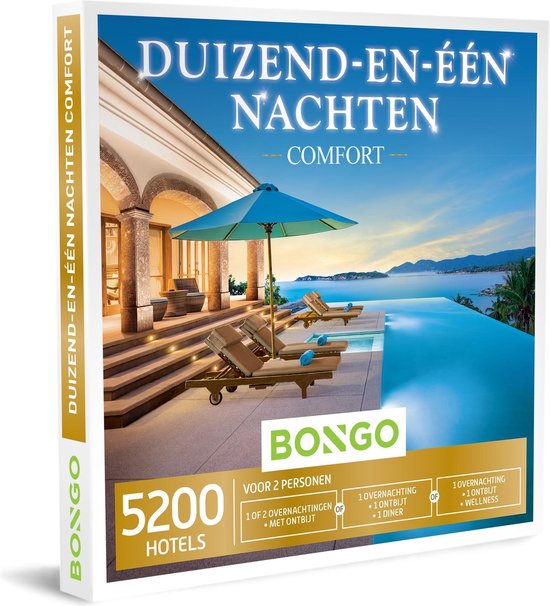 Bongo Bon - Duizend-en-één Nachten Comfort Cadeaubon - Cadeaukaart cadeau voor man of vrouw | 5200 unieke hotels: karaktervol, wellness, prachtige ligging en meer