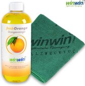 winwinCLEAN fresh Orange 1000ml + Multifuncionele Doek 100% Biologisch -  Power Orange, Zeer effectieve vetoplosser, ontvette,  lijmoplosser