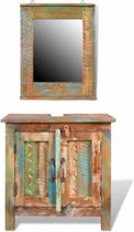 Badkamerset - kastje met spiegel - gerecycled hout - 45x55cm