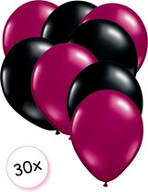 Ballonnen Fuchsia & Zwart 30 stuks 27 cm