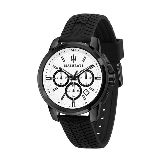 Herenhorloge - Chronograaf - Leren Band - Black - LAZY CAT SIERADEN