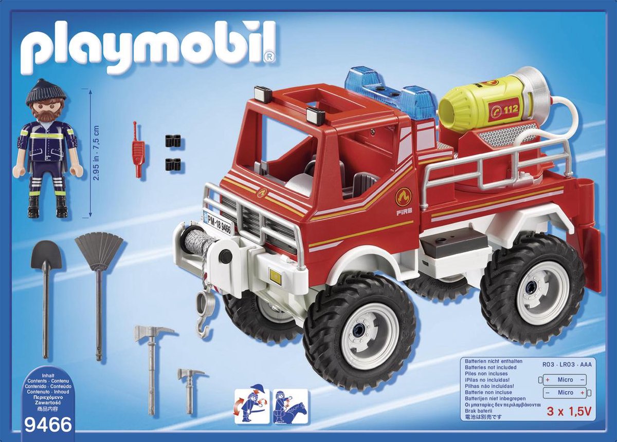 PLAYMOBIL City Action Brandweer terreinwagen met waterkanon - 9466 | bol.com