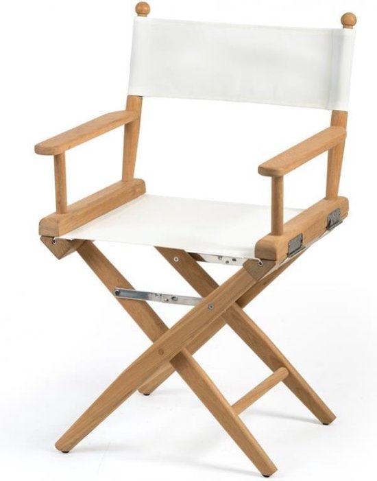 Chaise de réalisateur Teak DeLuxe avec toile blanche (huilée) | bol