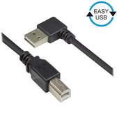 Easy-USB haaks naar USB-B kabel - USB2.0 - tot 0,5A / zwart - 3 meter