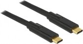Premium USB-C naar USB-C kabel met E-Marker chip - USB3.0 - PD tot 20V/5A - video tot 8K 30Hz / zwart - 2 meter