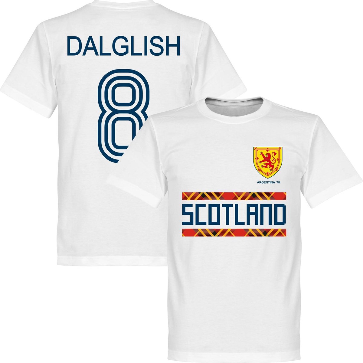Schotland '78 Dalglish 8 Team T-Shirt - Wit - 5XL