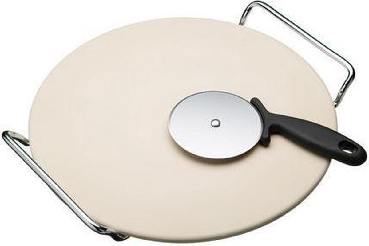 KitchenCraft Pizza set pizzasteen, mes en serveerrek Italian