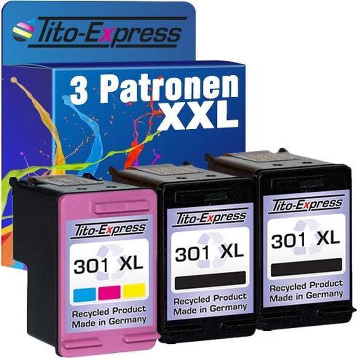 Set van 3x gerecyclede inkt cartridges voor HP 301 XL 301XL HP DeskJet