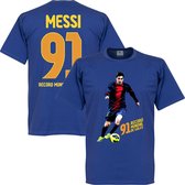 Messi 91 World Record Goals T-shirt - Blauw - 4XL