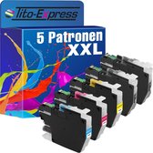 PlatinumSerie 5x inkt cartridge alternatief voor Brother LC3217