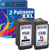 Set van 2x gerecyclede inkt cartridges voor Canon PG-545 & CL-546 Pixma MG 2450 2550 2950 3050 TS 3150 3350 3450