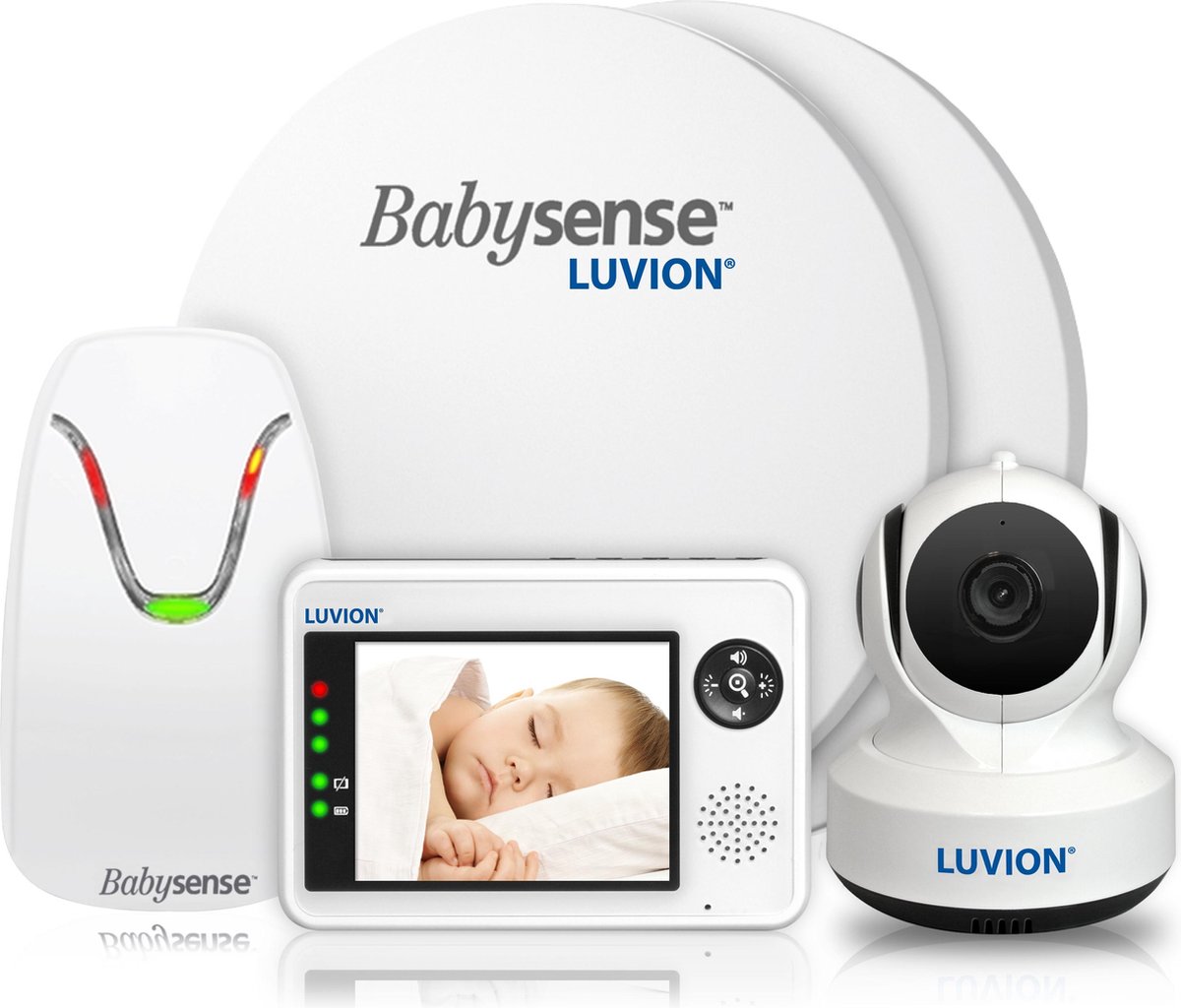 Luvion Essential Babyfoon met Camera + Babysense 7 - Sensormatje - 5 Sterren Veiligheidsvoordeelbundel