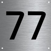 RVS huisnummer 12x12cm nummer 77