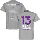 Real Madrid 13 Times Champions League Winners T-Shirt - Grijs - S