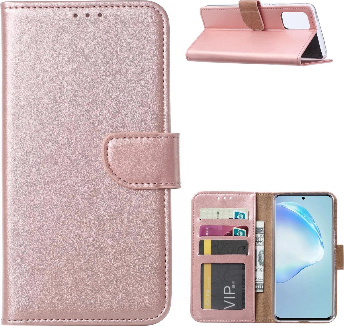 Bookcase Samsung Galaxy S20 Plus Rosekleurig met Pasjeshouder