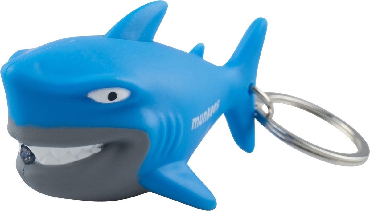 Munkees Sleutelhanger Haai Met Lampje Blauw Junior 6,4 Cm