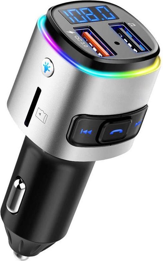 Victor Hertog behalve voor HMerch™ Multicolor Light FM Transmitter Bluetooth Draadloze Carkit met 2  snellader USB... | bol.com