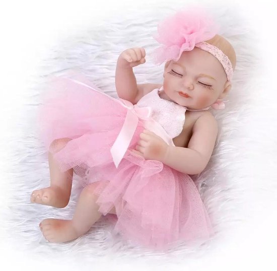 Kleine reborn baby pop 'Lacey' - 28 cm - Roze jurkje met tutu, onderbroekje  & haarband... | bol.com