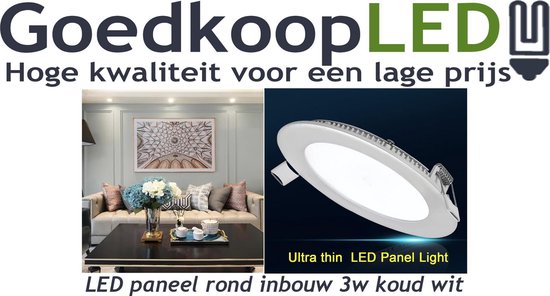 LED paneel / downlight 3W dimbaar koud wit