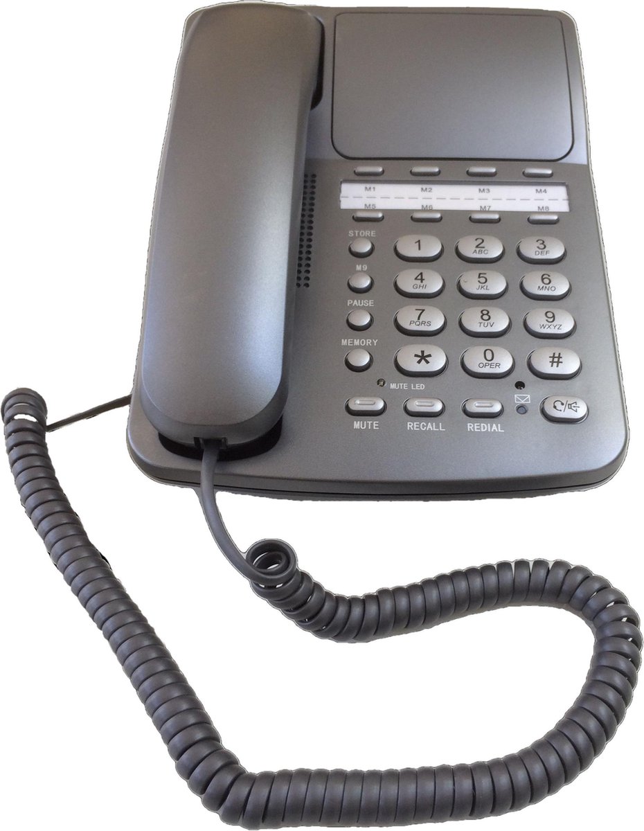 RADIUS 150 keurige analoge Telefoon met 8+1 direkte geheugentoetsen - Grijs
