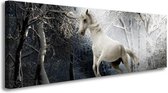 Schilderij - Paard in Bos, Wit/Grijs, 120X40cm, 1luik
