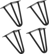 Meubelpoot - Tafelpoot - Hairpin - Set van 4 stuks - Staal - 3 Punt model - Lengte 20 cm - Kleur zwart