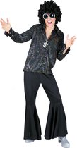 Verkleedpak disco glitter hemd man Boogie Night Shirt Black 56-58
