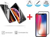 2-In-1 Screenprotector Bescherming Protector Set Geschikt Voor Apple iPhone XS Max - Full Cover 3D Edge Tempered Glass Screen Protector Met Siliconen Back Cover Case - Transparant