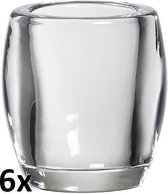 6 stuks Bolsius transparant glazen Relight refillkaarsen houder ovaal 100/84