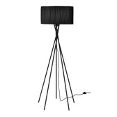 Vloerlamp - Staande lamp - Metaal & stof - Zwart - Lampenkap (H) 23 cm - Afmeting (H) 155 cm