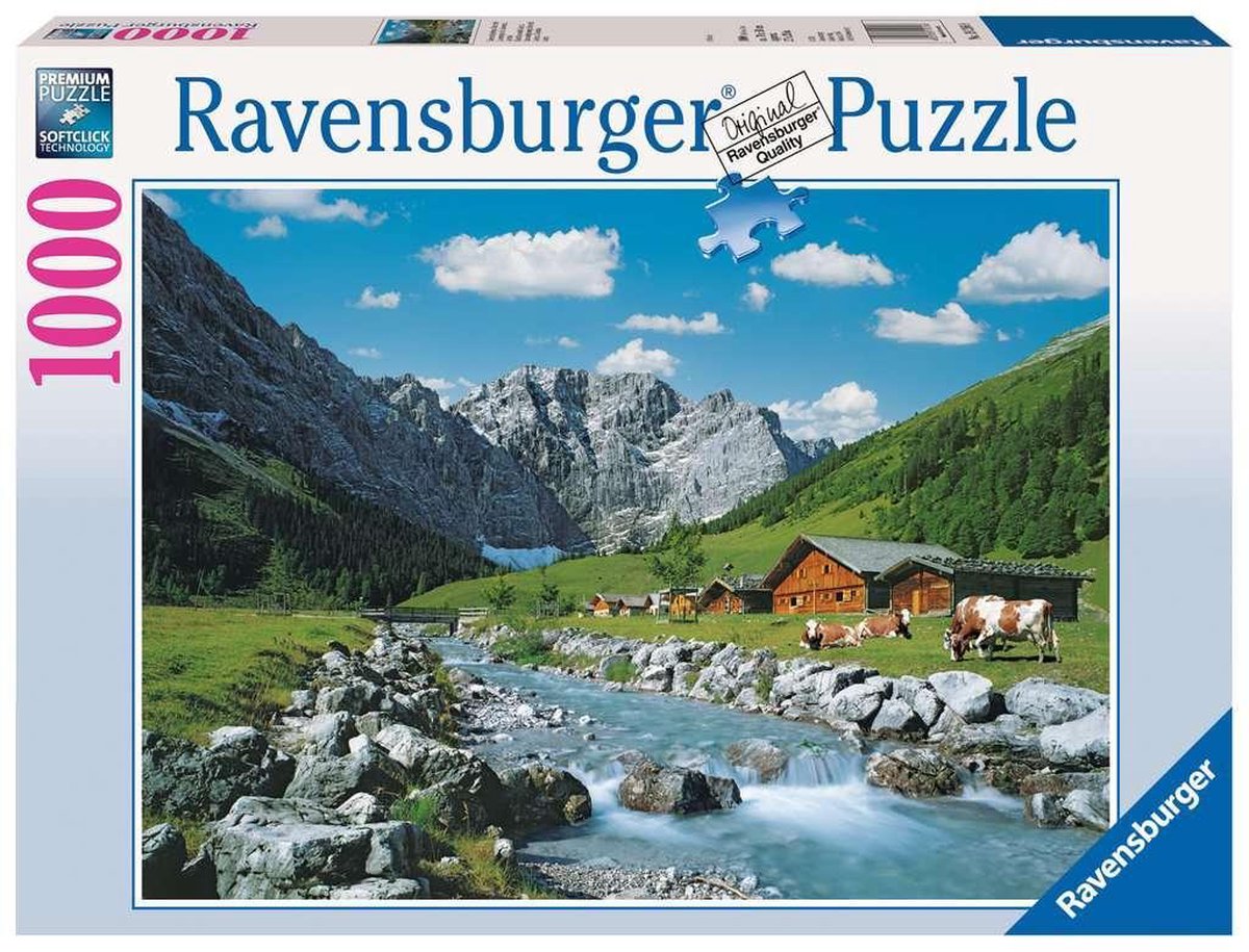 Interactie compleet pack Ravensburger puzzel Karwendelgebergte, Oostenrijk - Legpuzzel - 1000  stukjes | bol.com