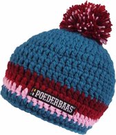 Poederbaas donkerblauwe skimuts - roze/rood, wintersport muts, muts voor de skivakantie, fleece muts