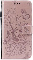 Apple iPhone 6 / 6s Bookcase - Roze - Vlinders - Bloemen - Portemonnee Hoesje