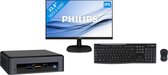 Intel NUC Kit NUC8i3BEK set inclusief monitor en toetsenbord