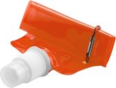 Set van 4x stuks waterzak / drinkfles met karabijnhaak - Oranje - 400 ml - Opvouwbaar - Herbruikbare opvouwbare waterzakken - Koningsdag - EK/WK voetbal fan artikel - Festival Gadget