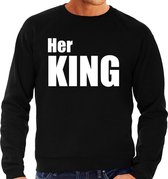 Her king sweater / trui zwart met witte letters voor heren 2XL