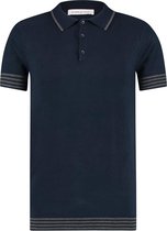 Purewhite Knitted Striped Polo Navy Grey